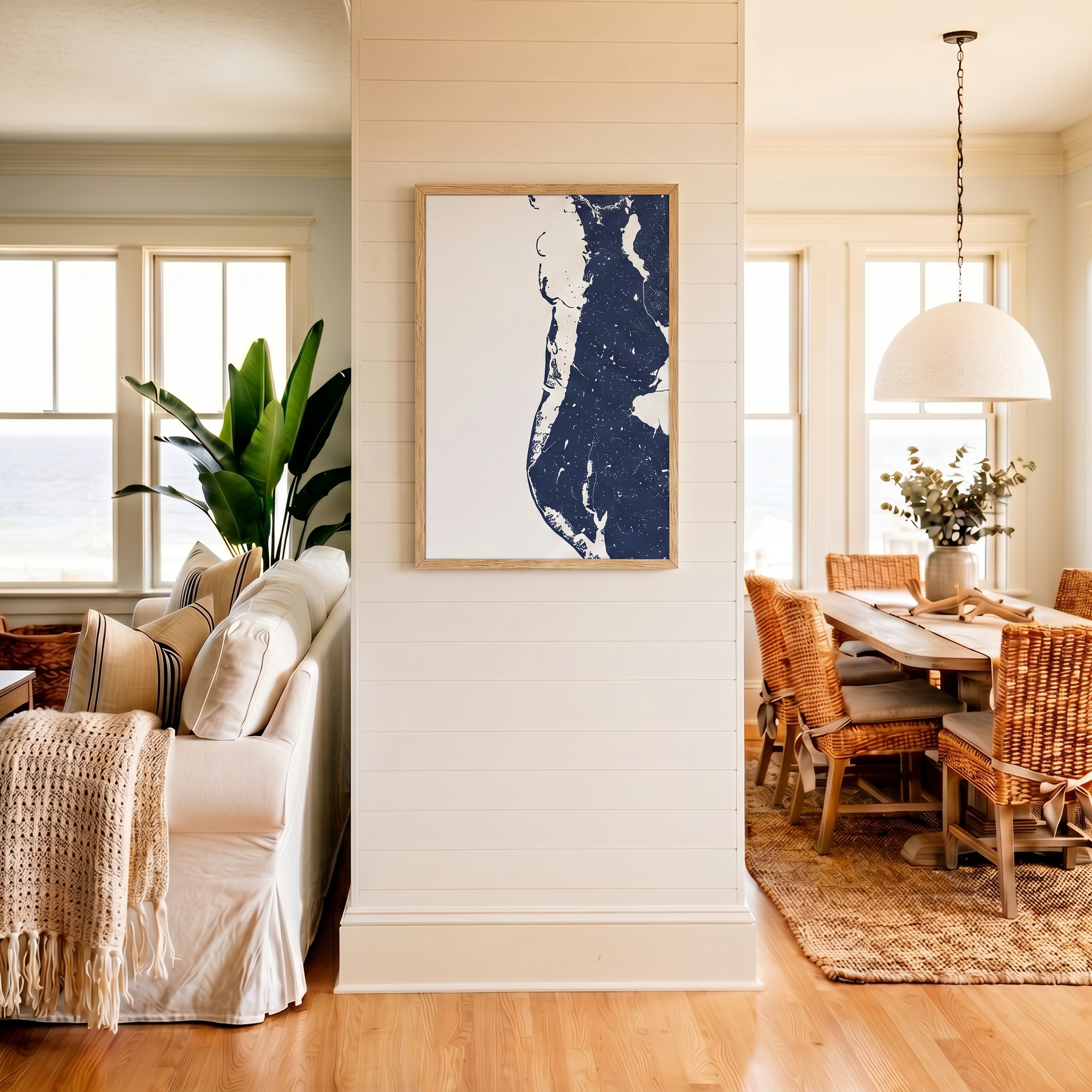 Clearwater Beach matte map art in coastal setting