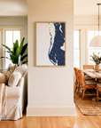 Clearwater Beach matte map art in coastal setting