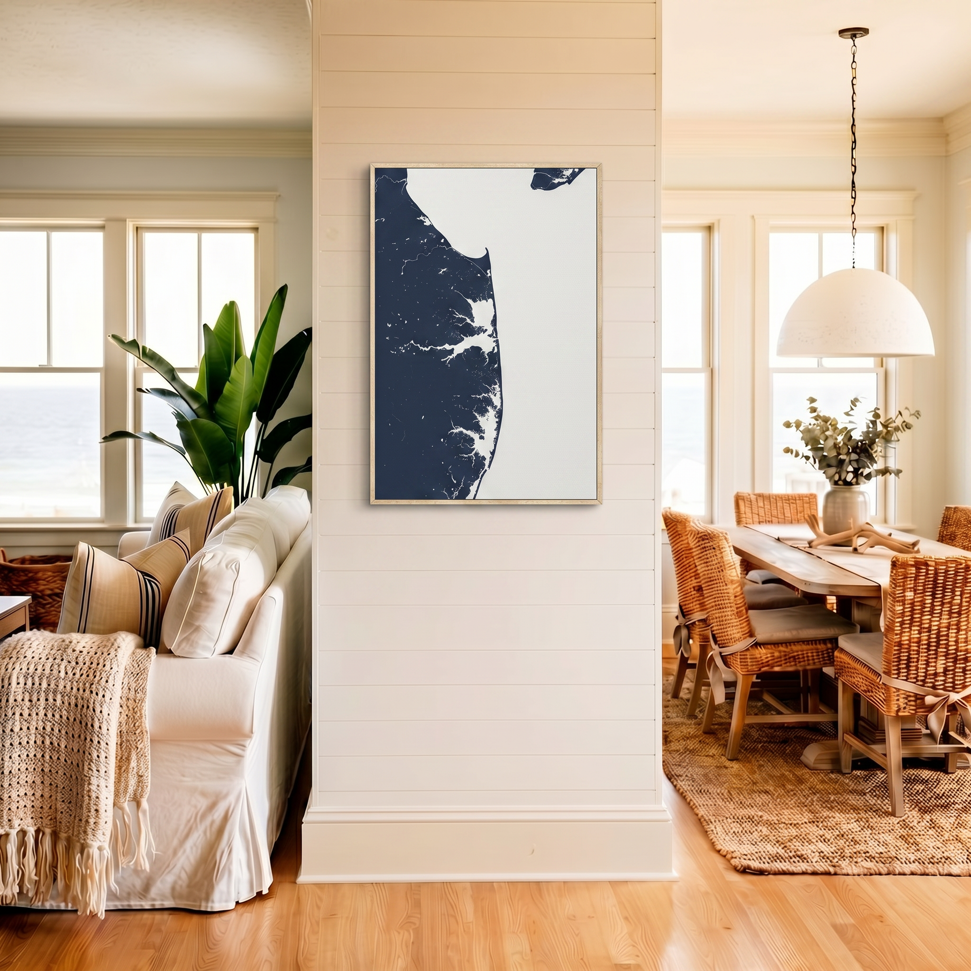Delaware Beaches canvas map art in coastal setting