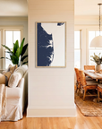 Delaware Beaches matte map art in coastal setting