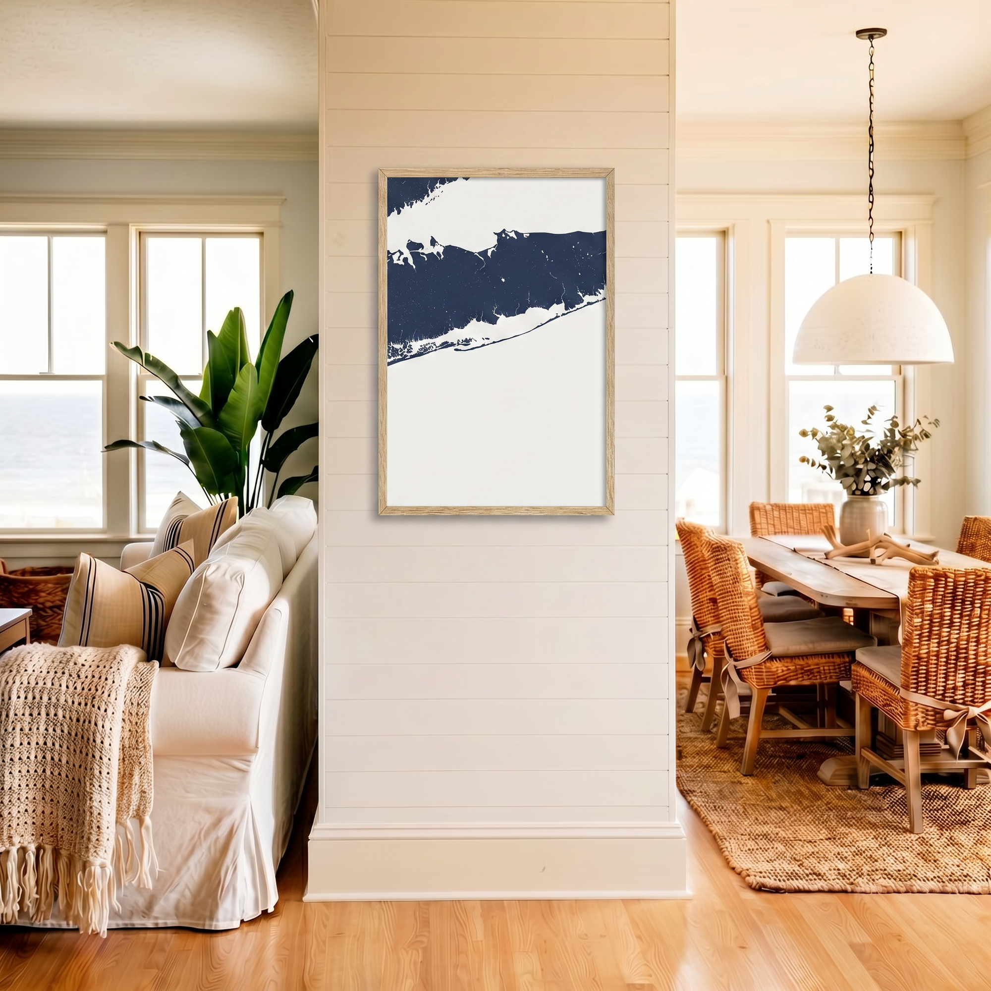 Fire Island matte map art in coastal setting