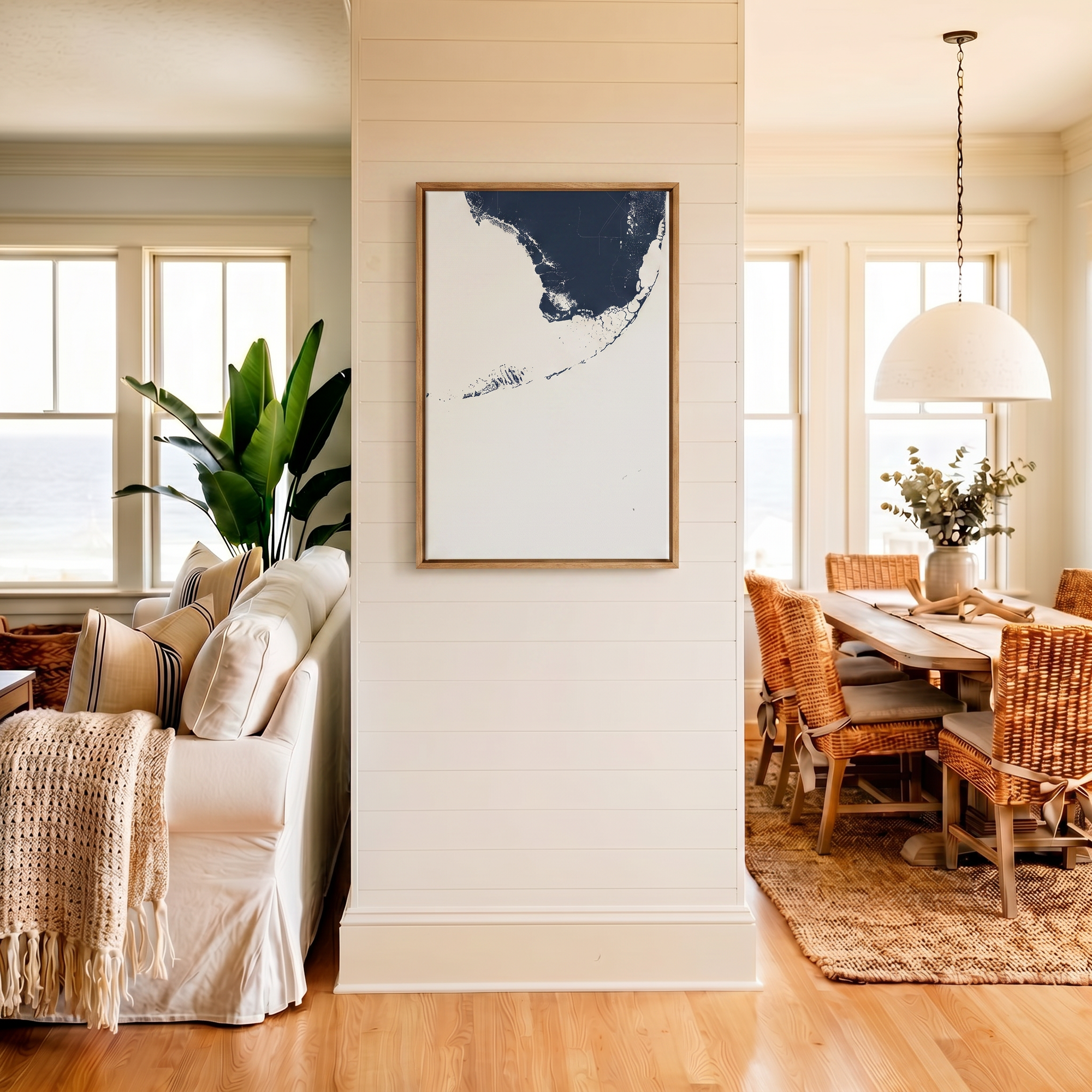 Florida Keys canvas map art in coastal setting