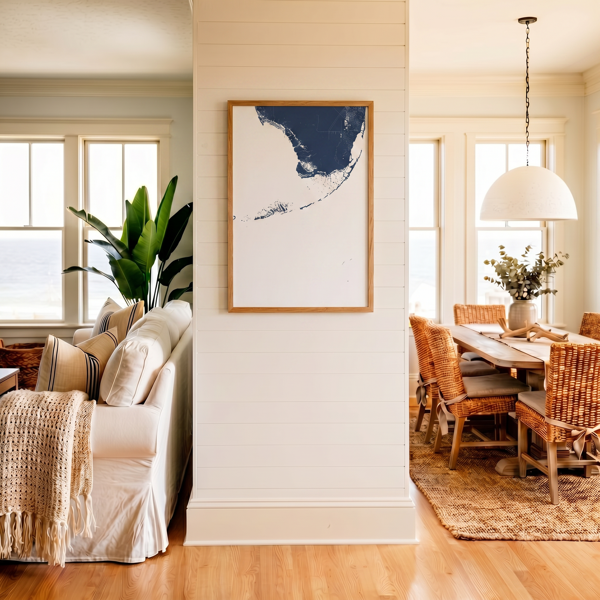 Florida Keys matte map art in coastal setting