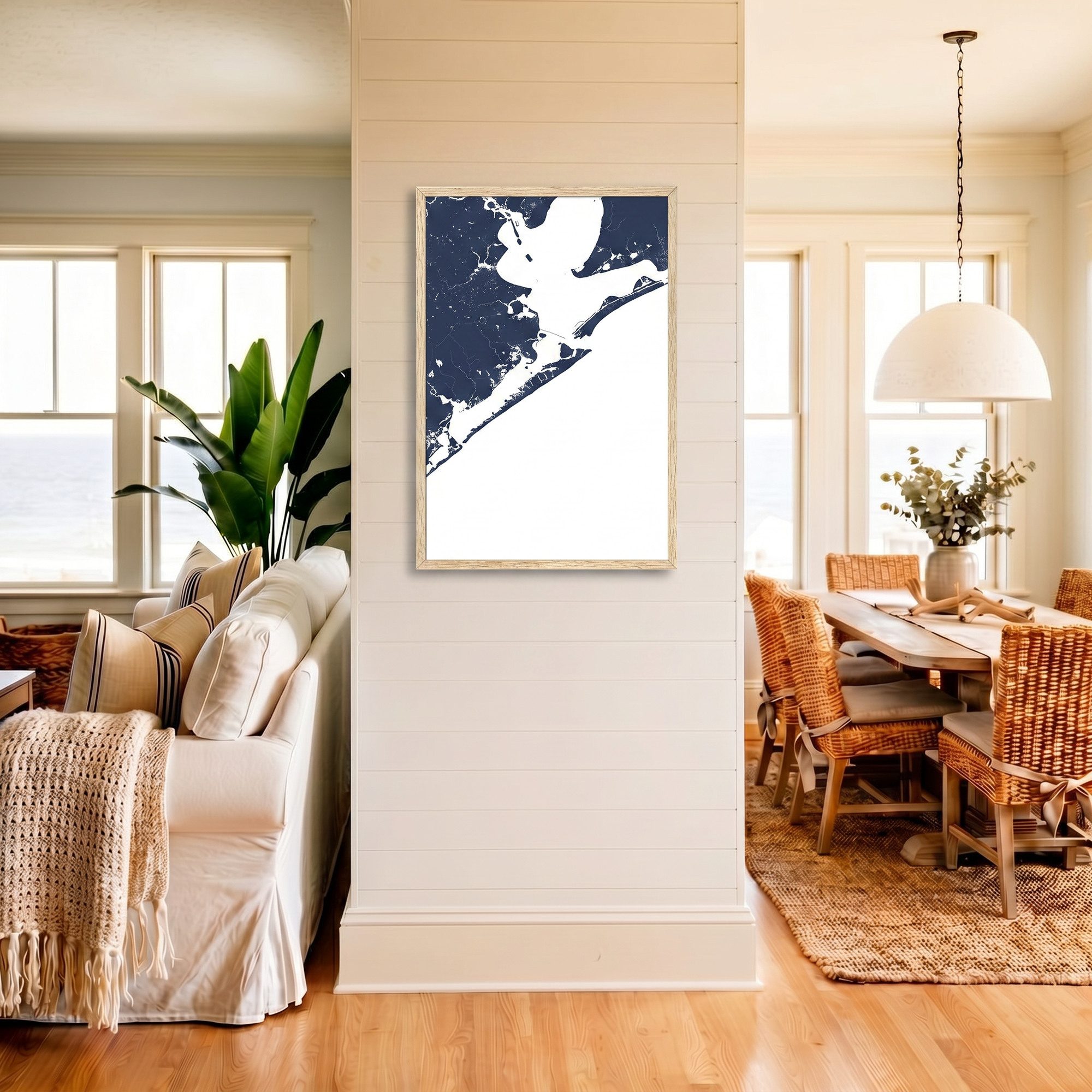 Galveston matte map art in coastal setting