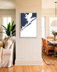 Galveston matte map art in coastal setting