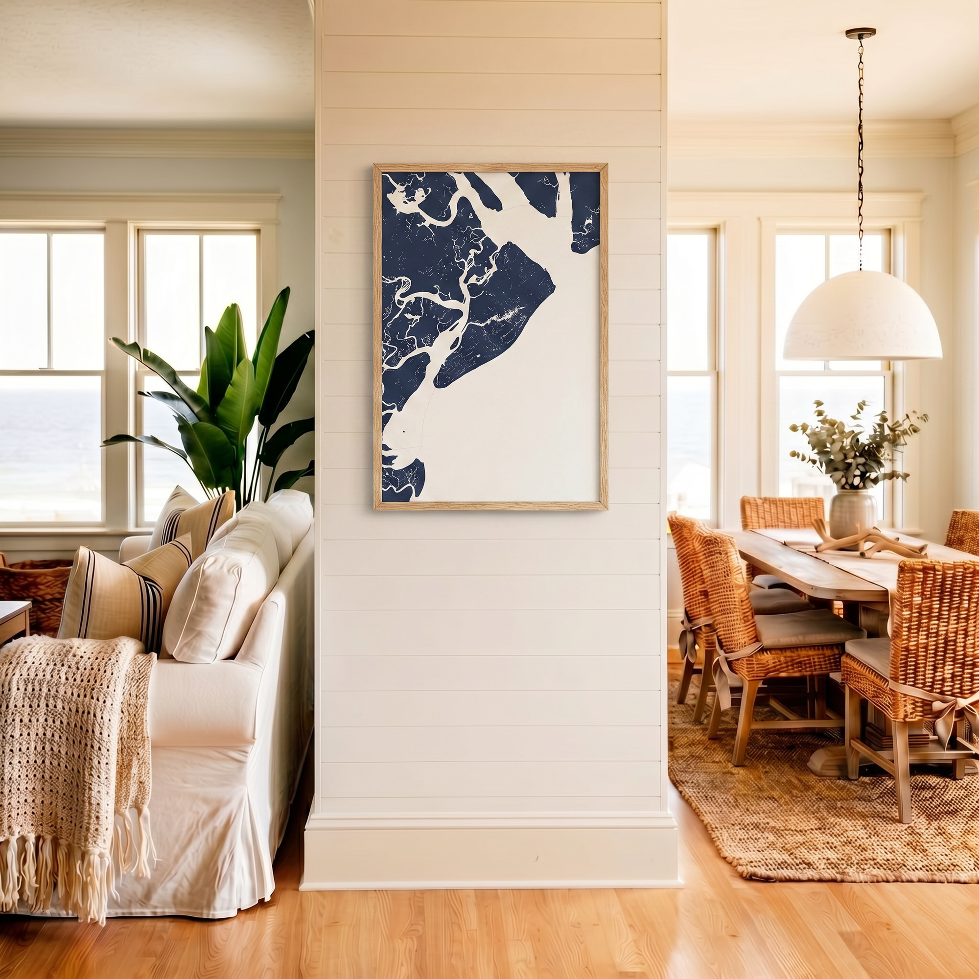 Hilton Head Island matte map art in coastal setting