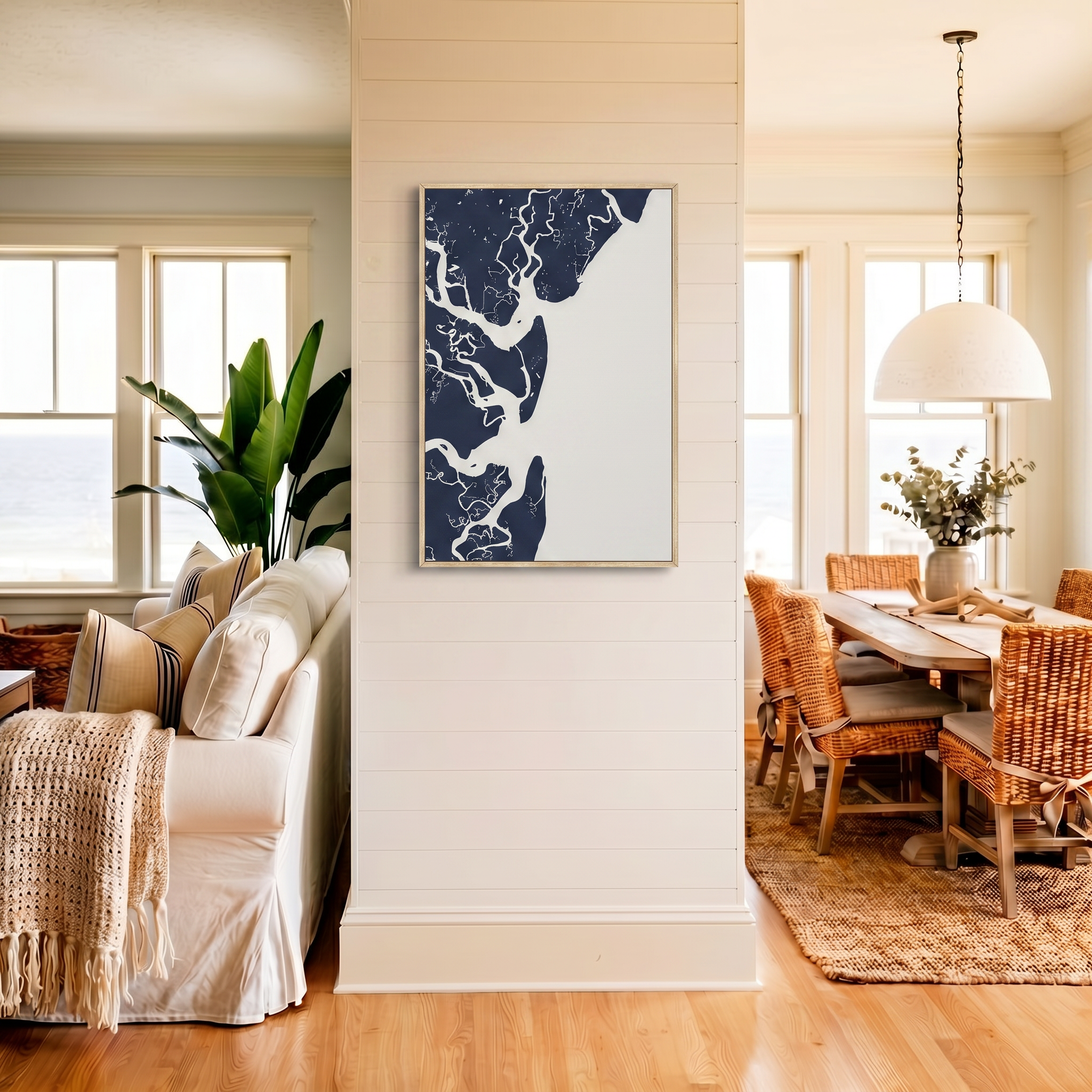 Jekyll Island canvas map art in coastal setting
