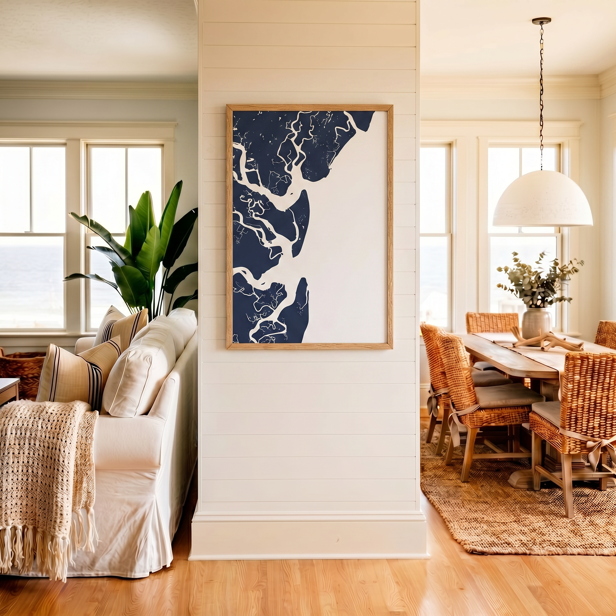 Jekyll Island matte map art in coastal setting