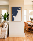 Jersey Shore matte map art in coastal setting