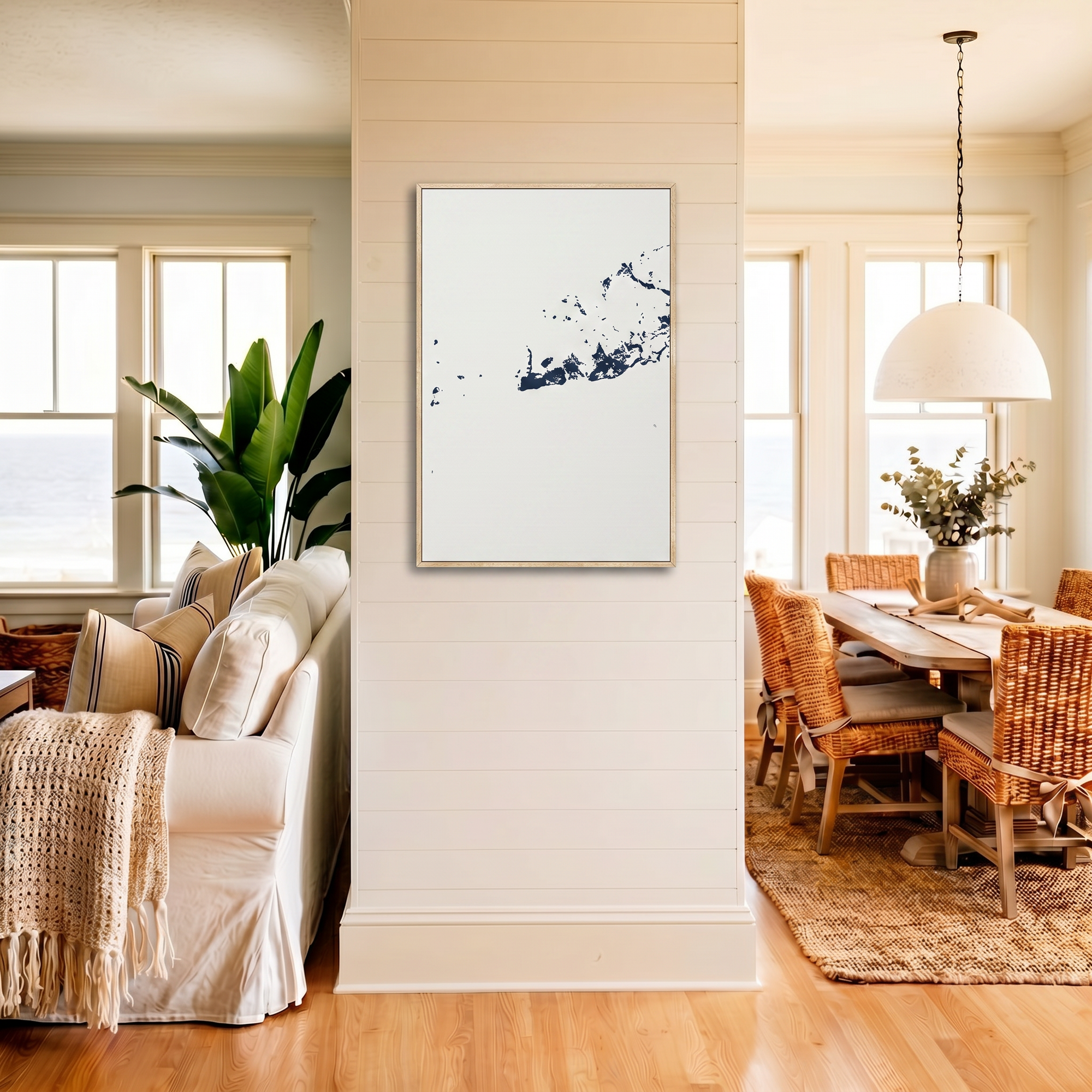 Key West canvas map art in coastal setting