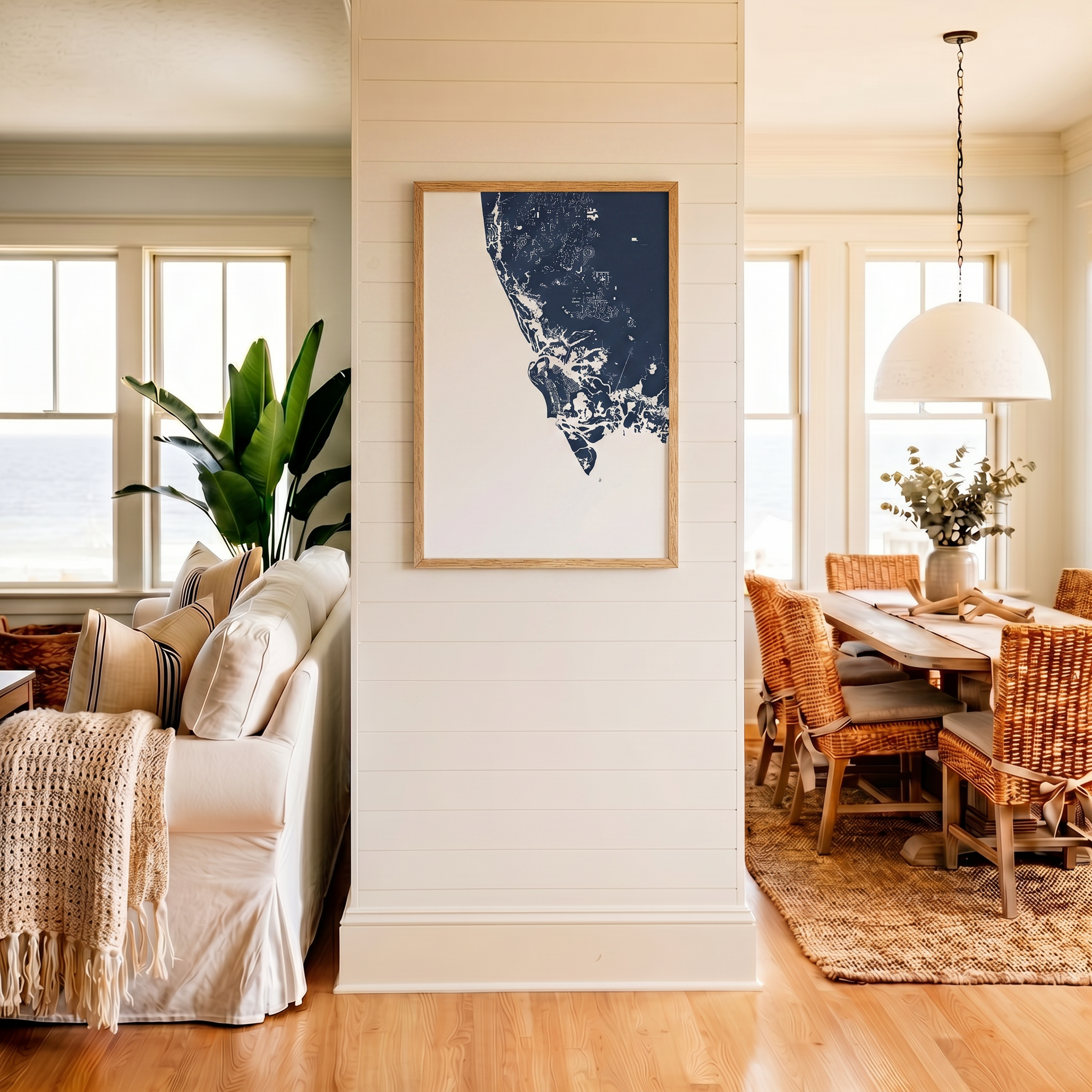 Marco Island matte map art in coastal setting
