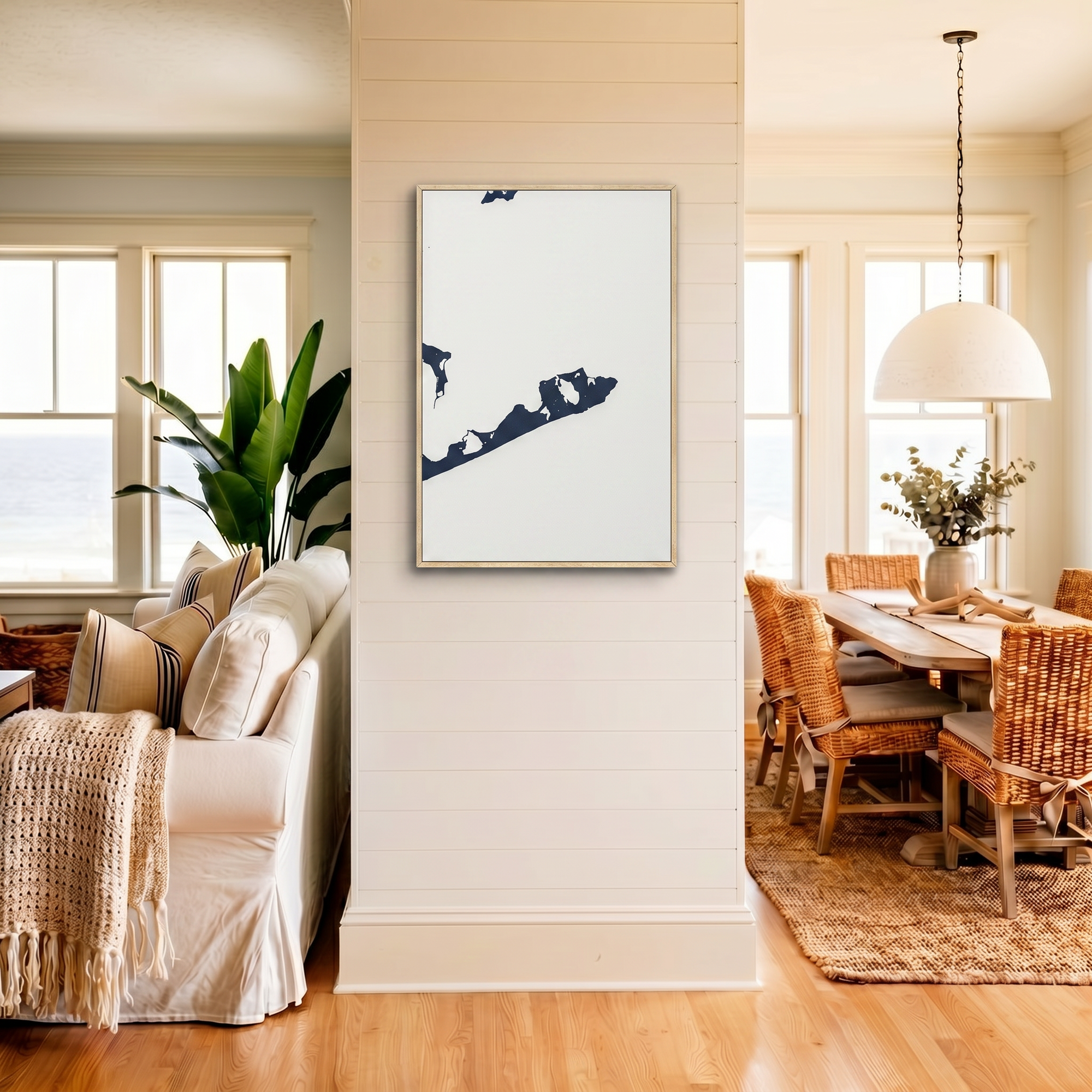 Montauk canvas map art in coastal setting