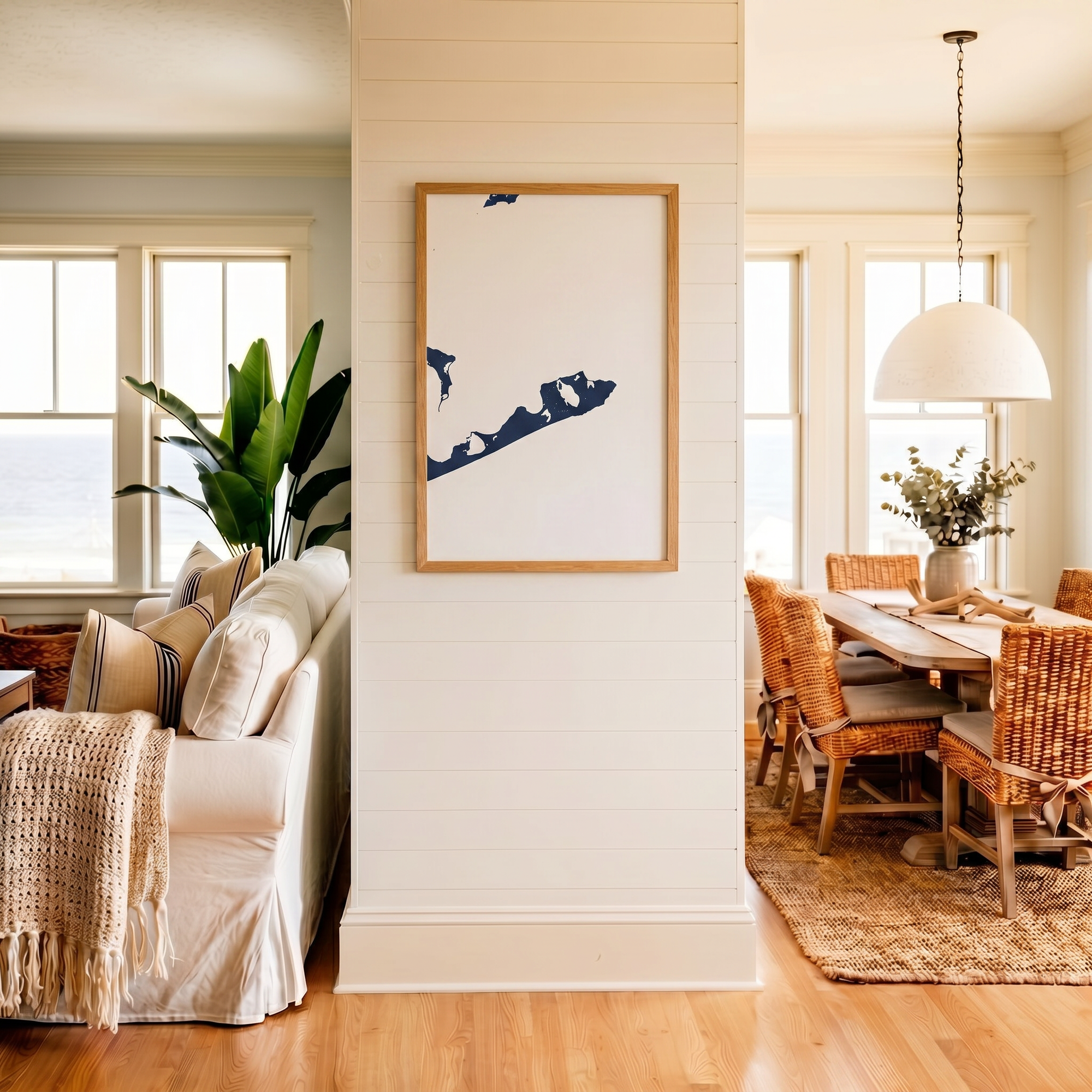 Montauk matte map art in coastal setting