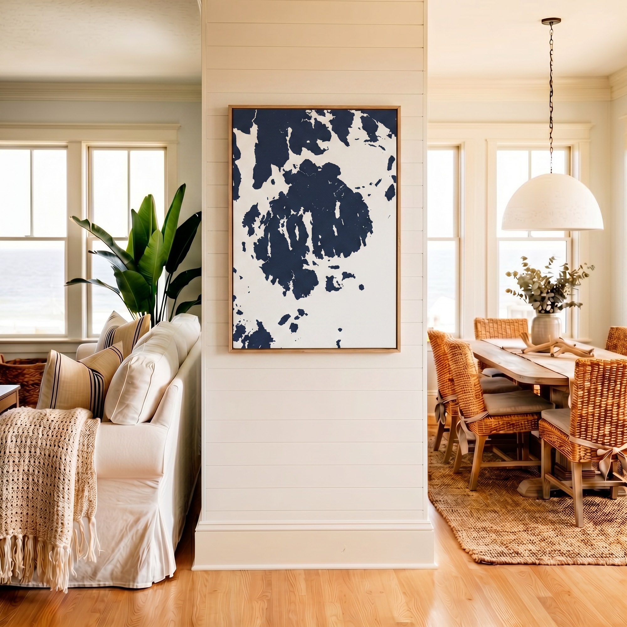 Mount Desert canvas map art in coastal setting
