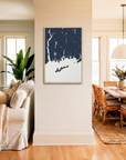 Mystic canvas map art in coastal setting