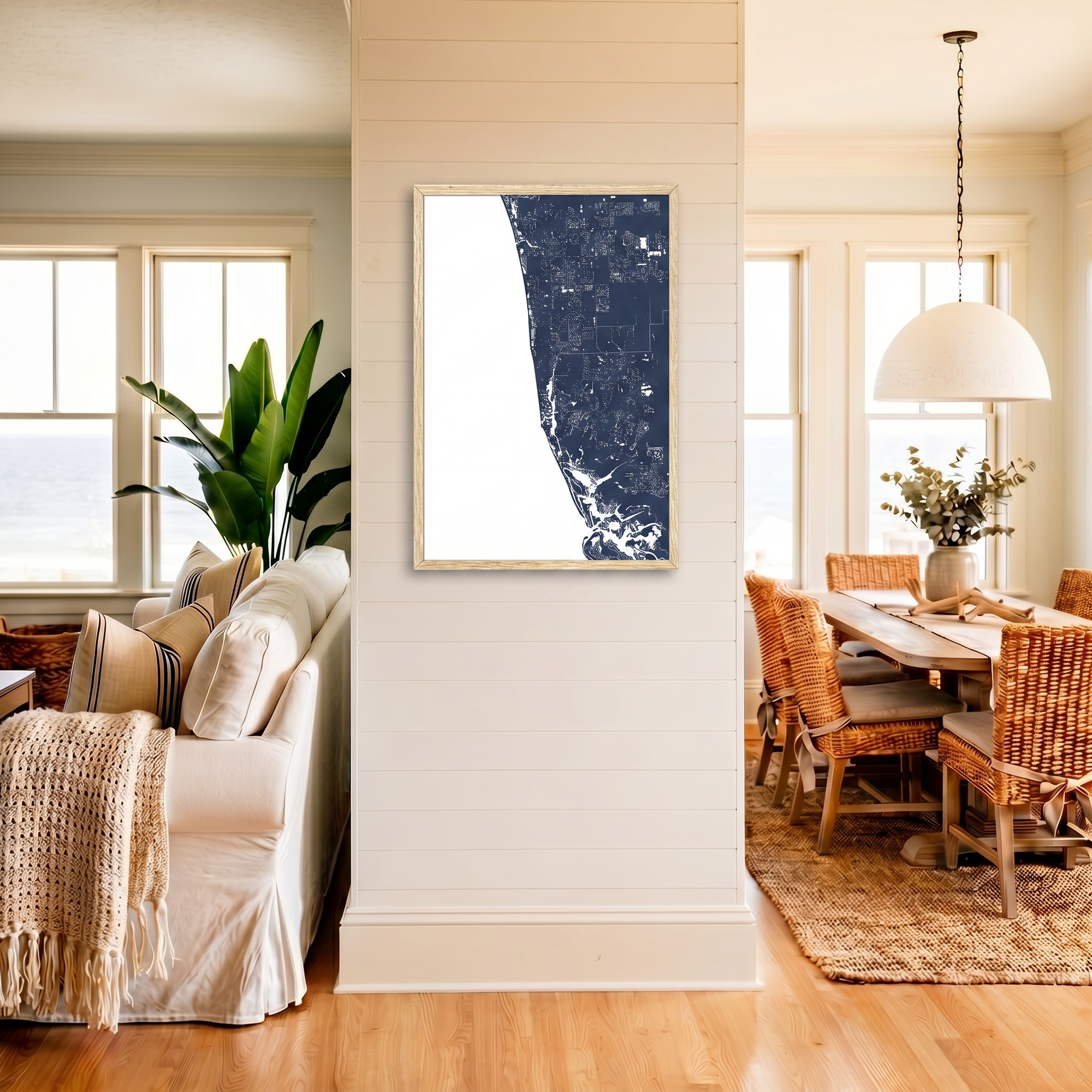 Naples matte map art in coastal setting