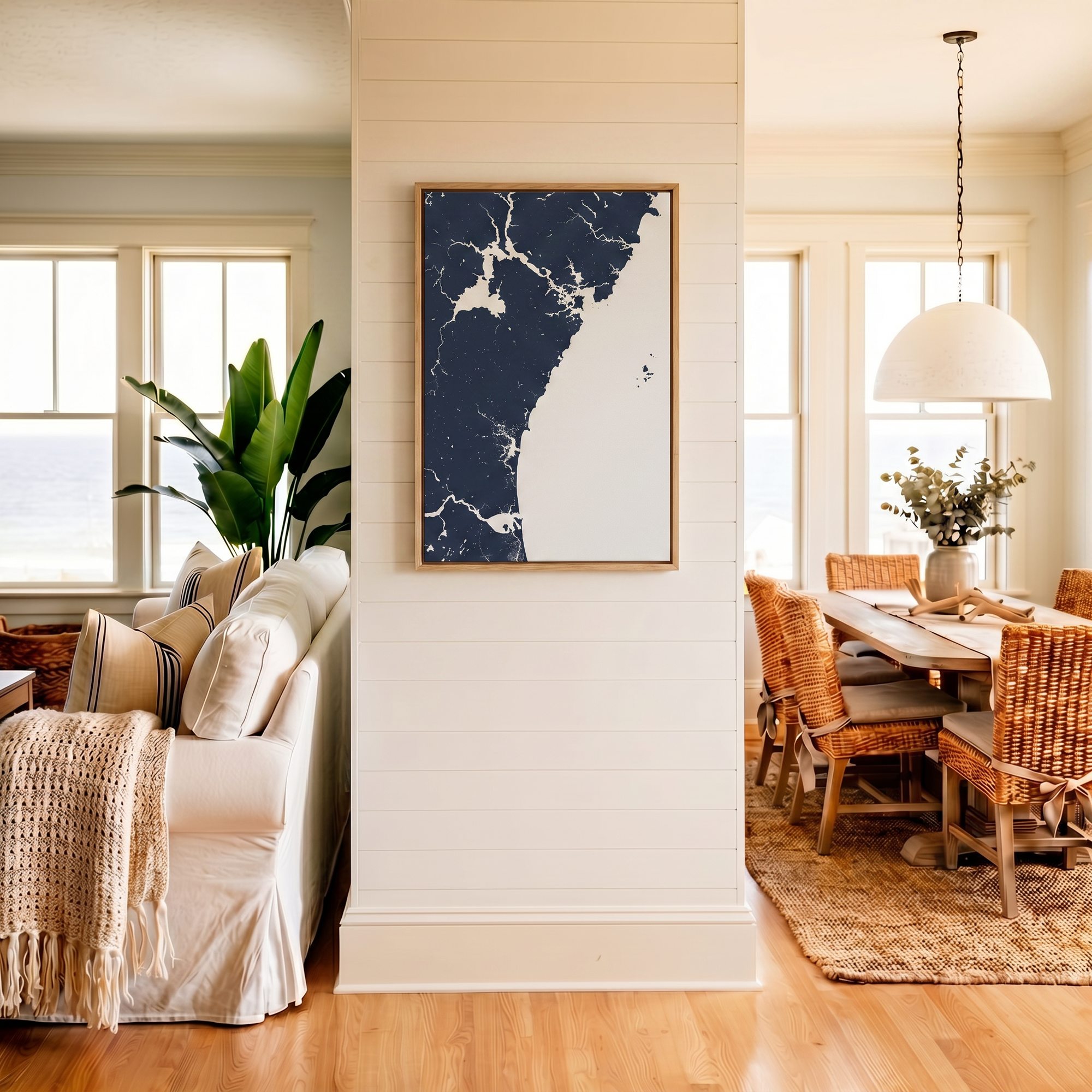 New Hampshire Coast canvas map art in coastal setting