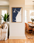 New Hampshire Coast matte map art in coastal setting