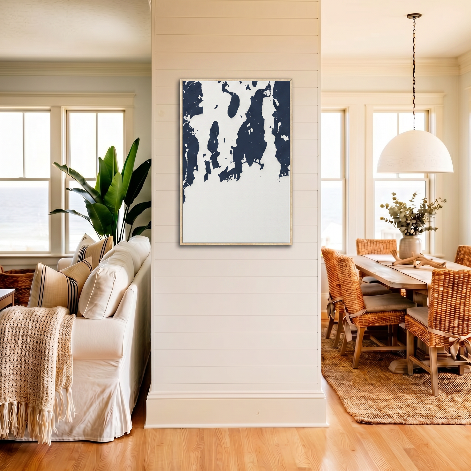 Newport canvas map art in coastal setting