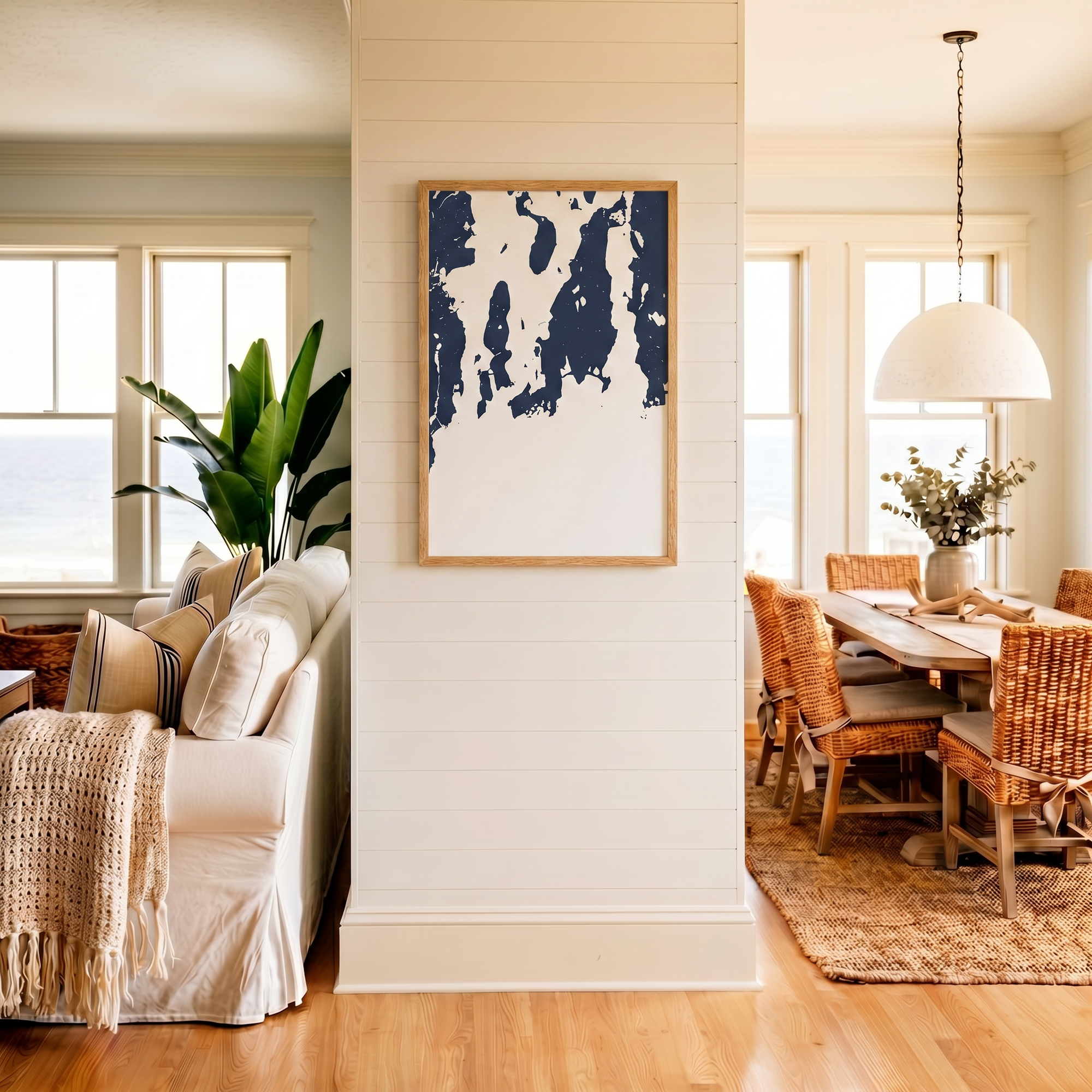 Newport matte map art in coastal setting