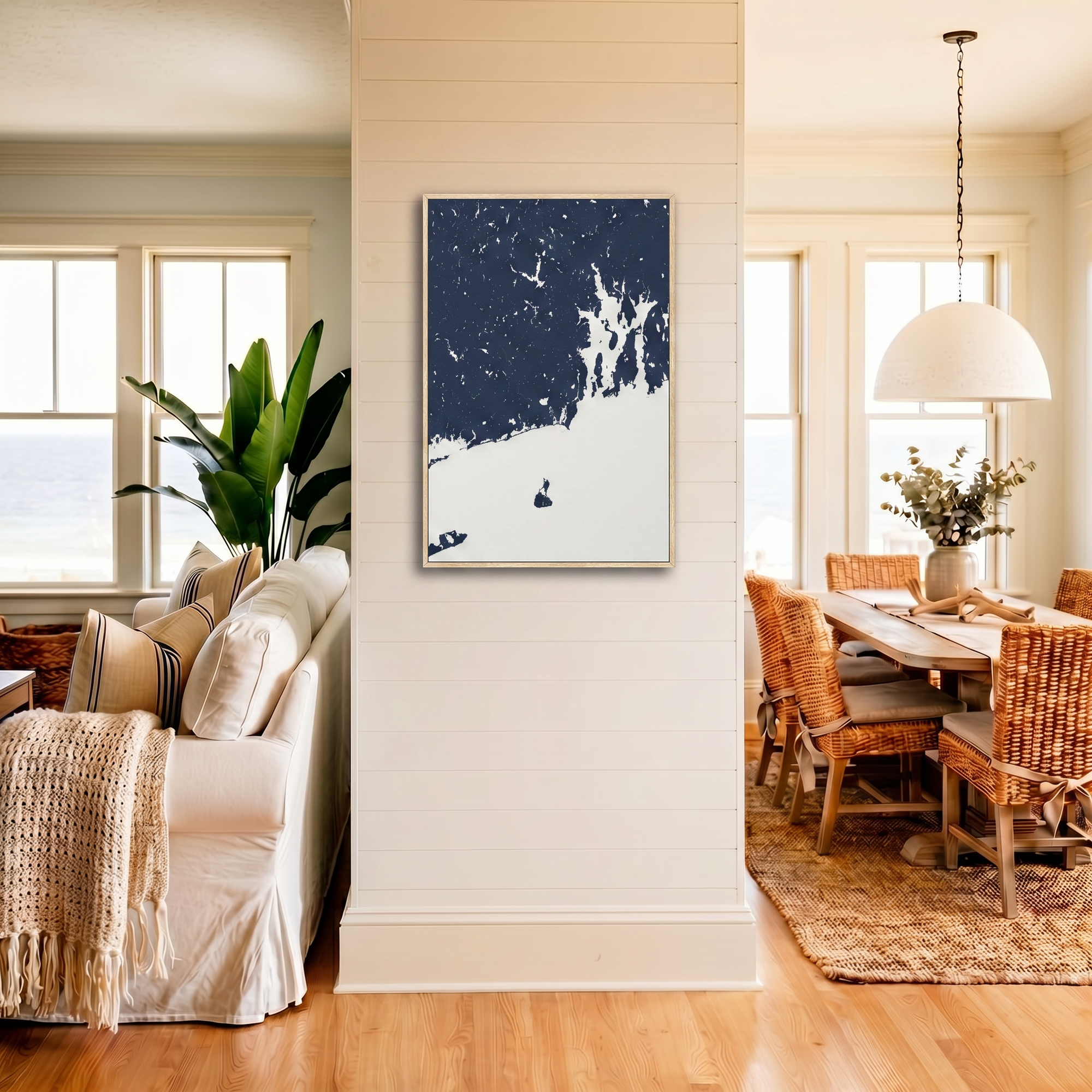 Newport canvas map art in coastal setting