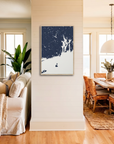 Newport canvas map art in coastal setting