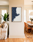 North Shore Massachusetts canvas map art in coastal setting