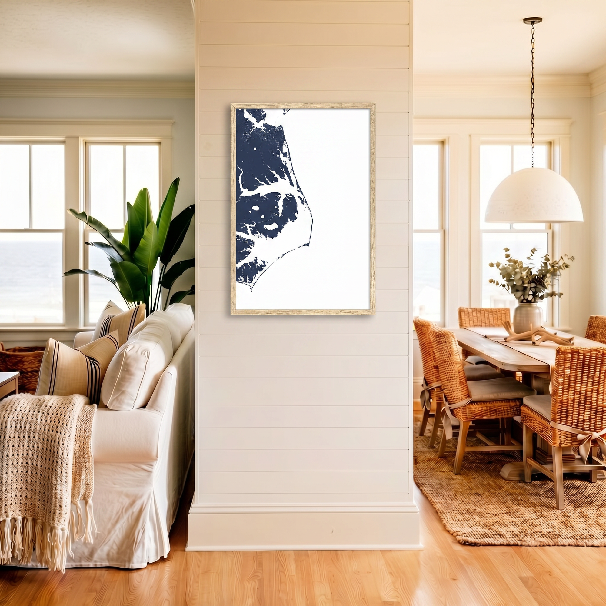Outer Banks matte map art in coastal setting