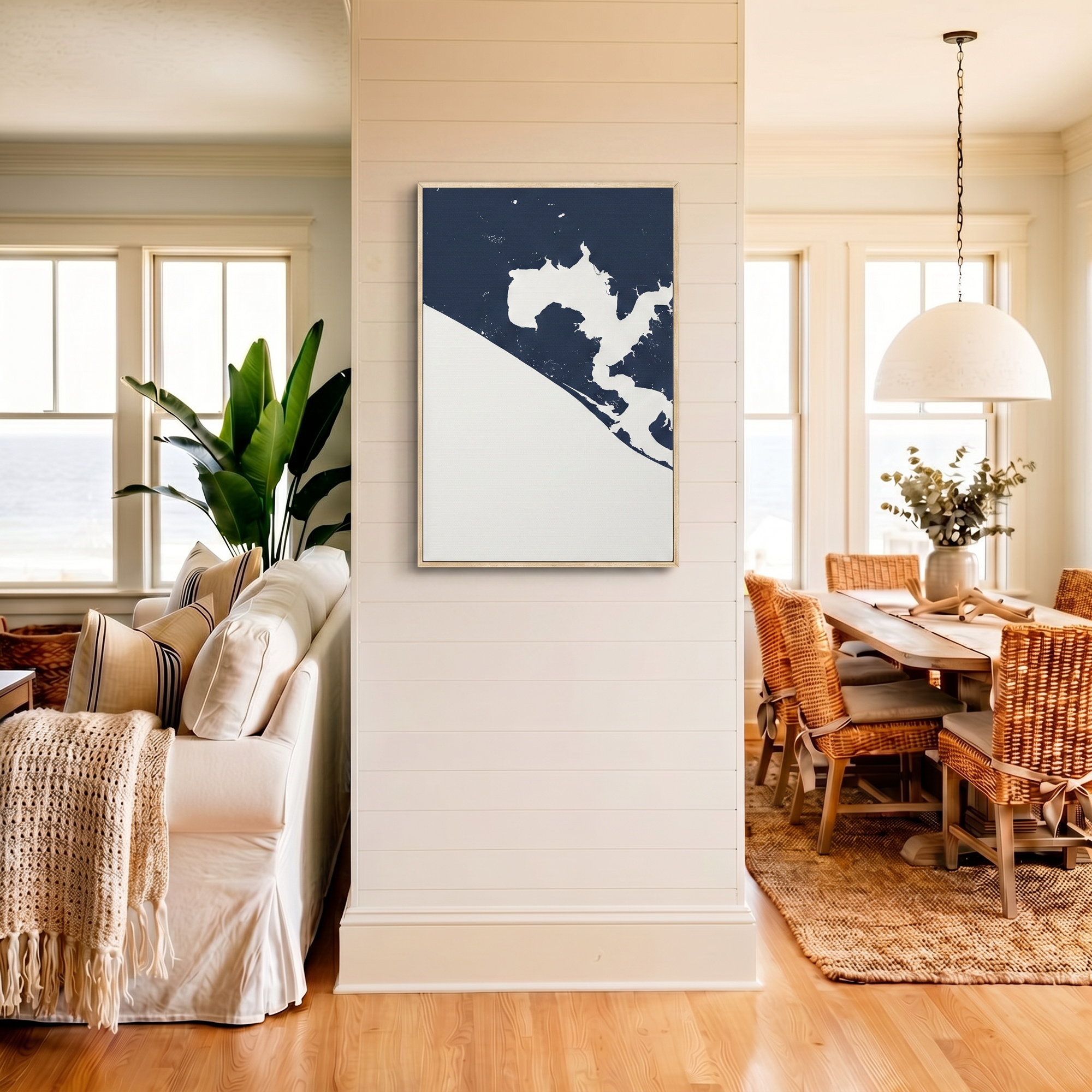 Panama City Beach canvas map art in coastal setting