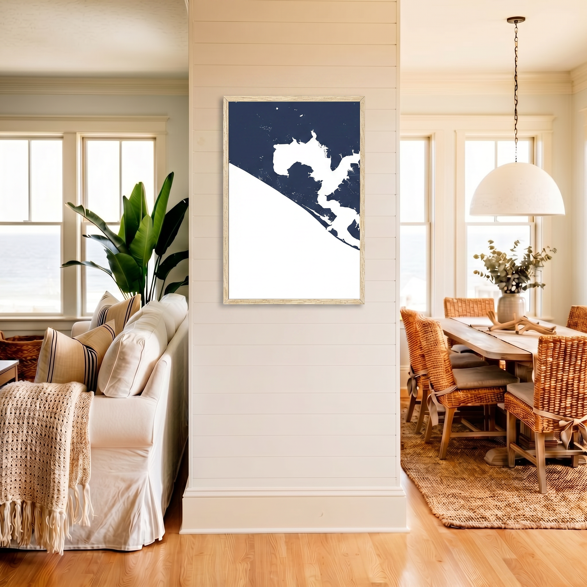 Panama City Beach matte map art in coastal setting