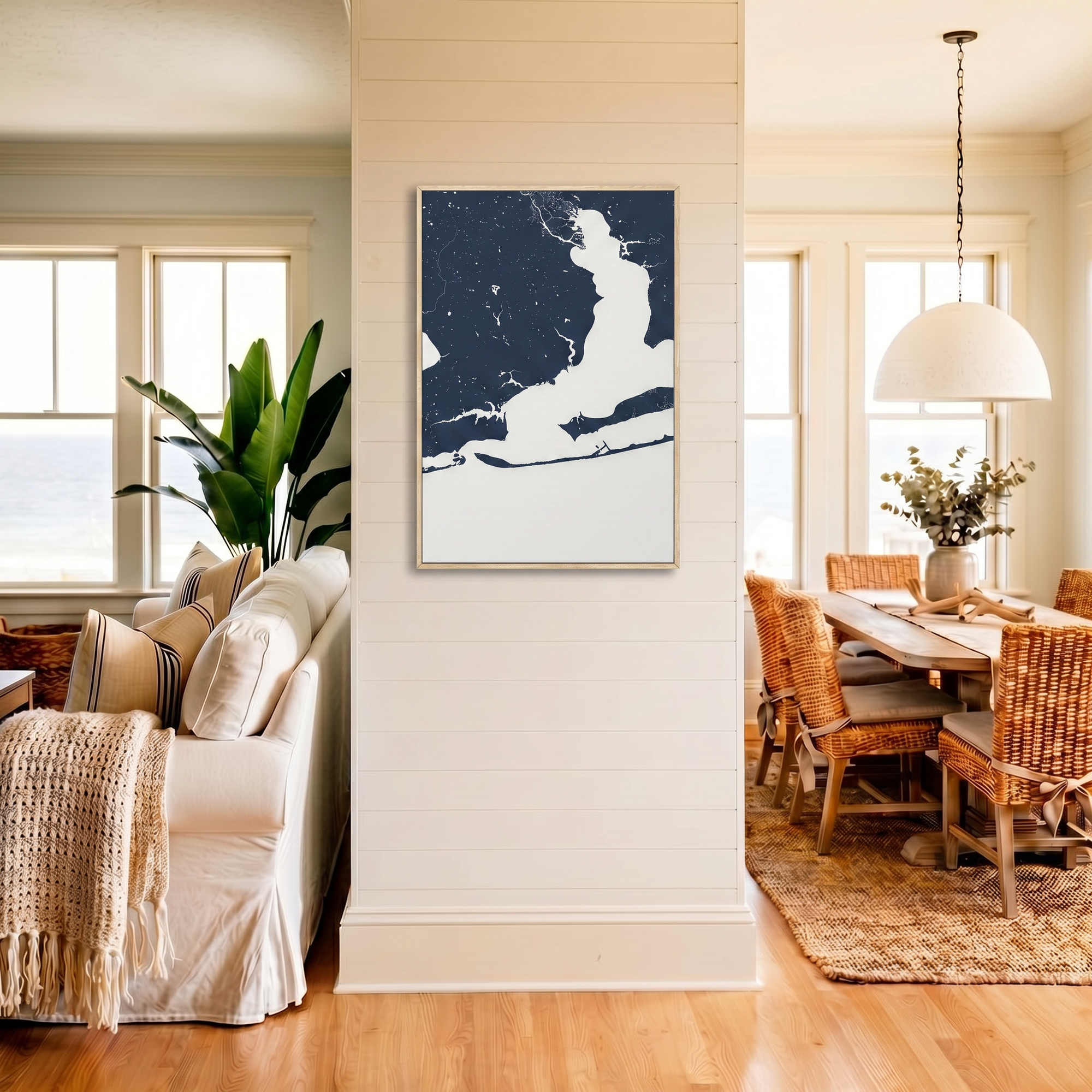 Pensacola canvas map art in coastal setting