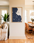 Plymouth matte map art in coastal setting