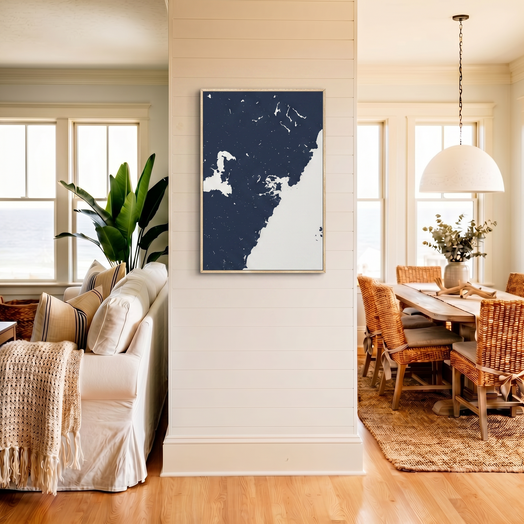 Portsmouth canvas map art in coastal setting