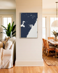 Portsmouth canvas map art in coastal setting