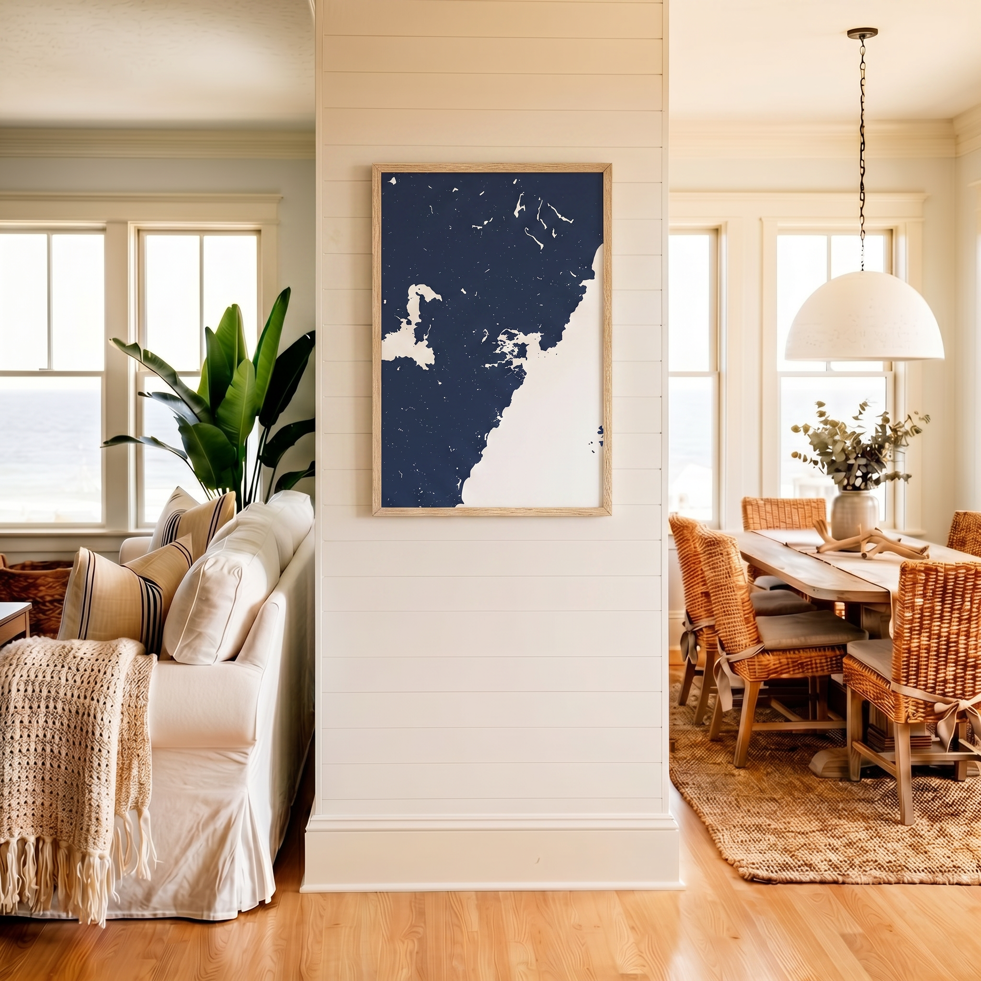 Portsmouth matte map art in coastal setting