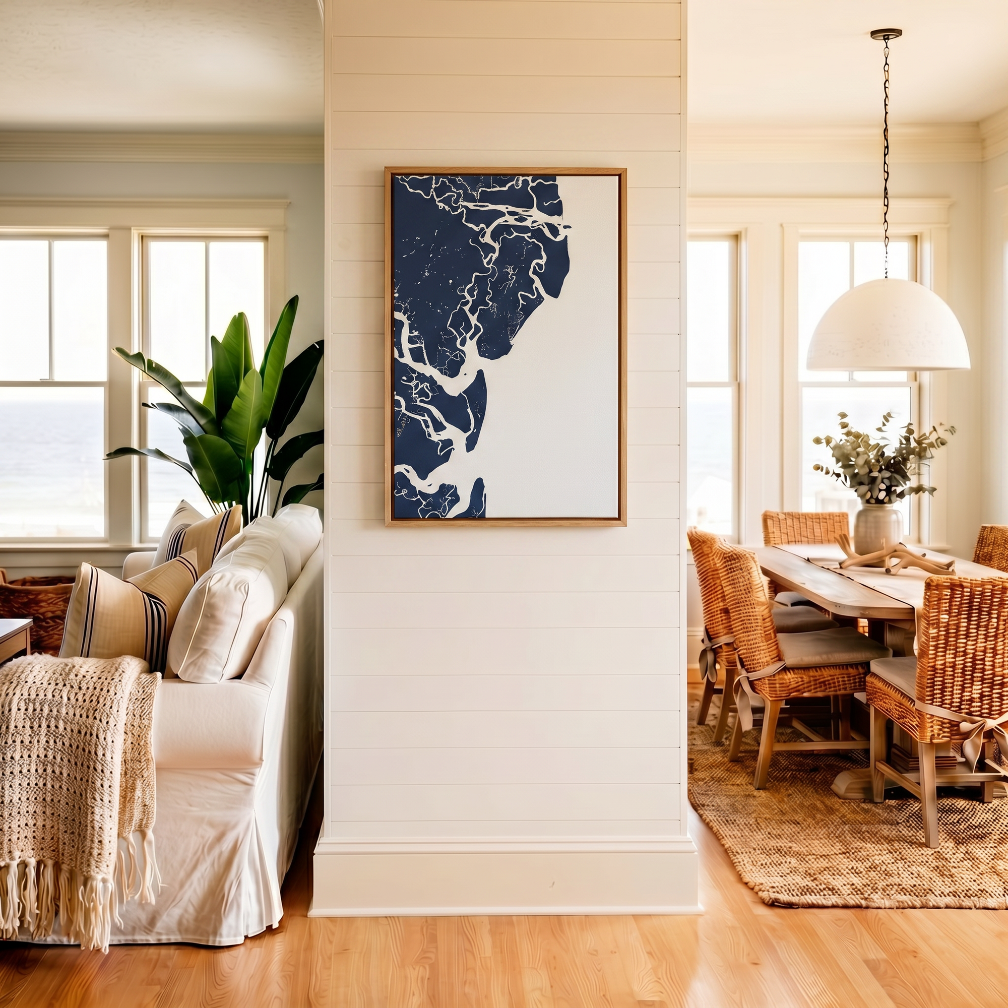 Saint Simons Island canvas map art in coastal setting