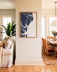 Saint Simons Island matte map art in coastal setting