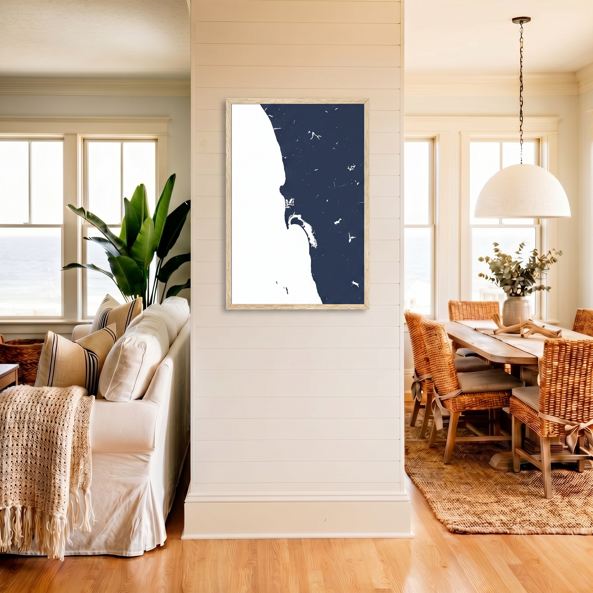 San Diego Coast matte map art in coastal setting