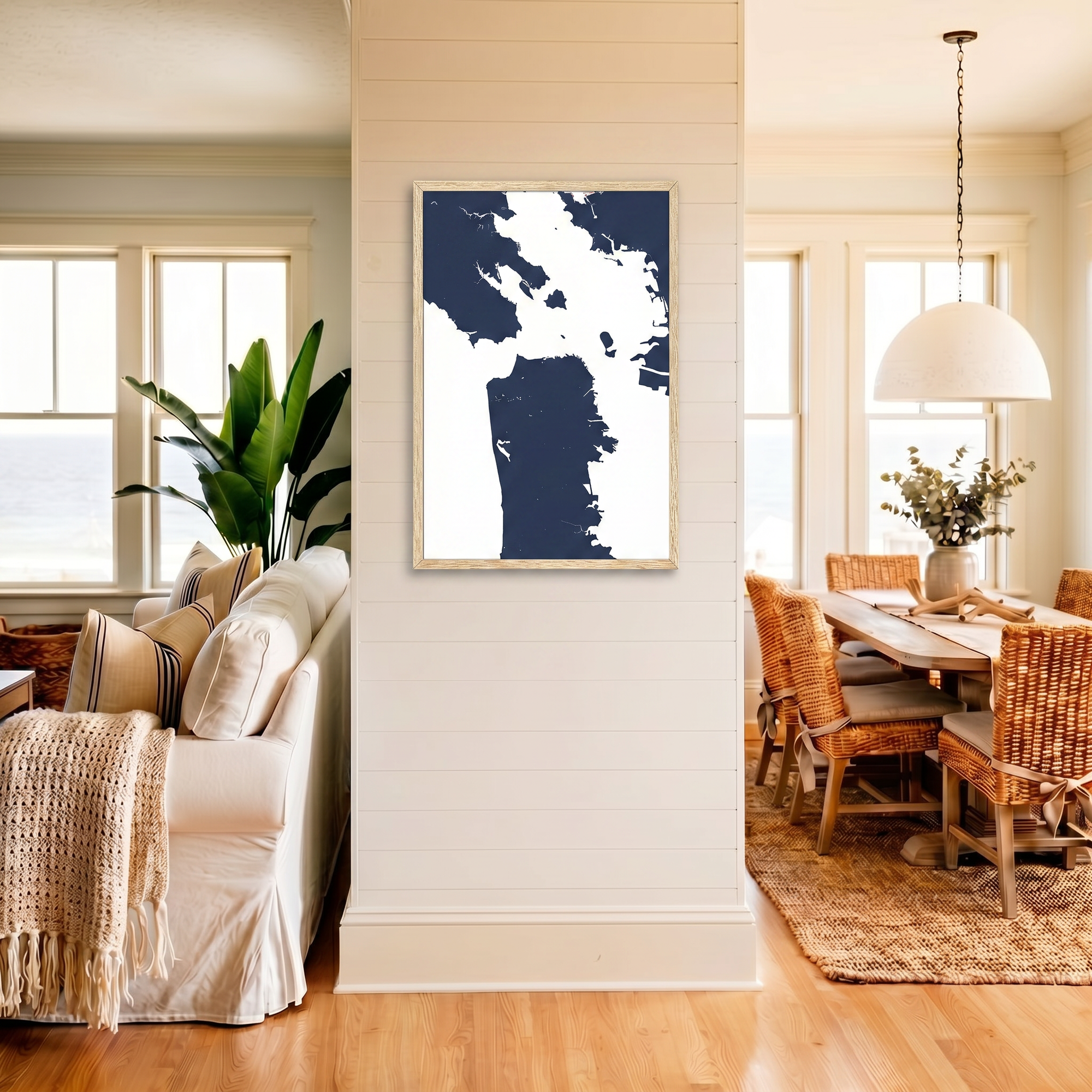 San Francisco matte map art in coastal setting