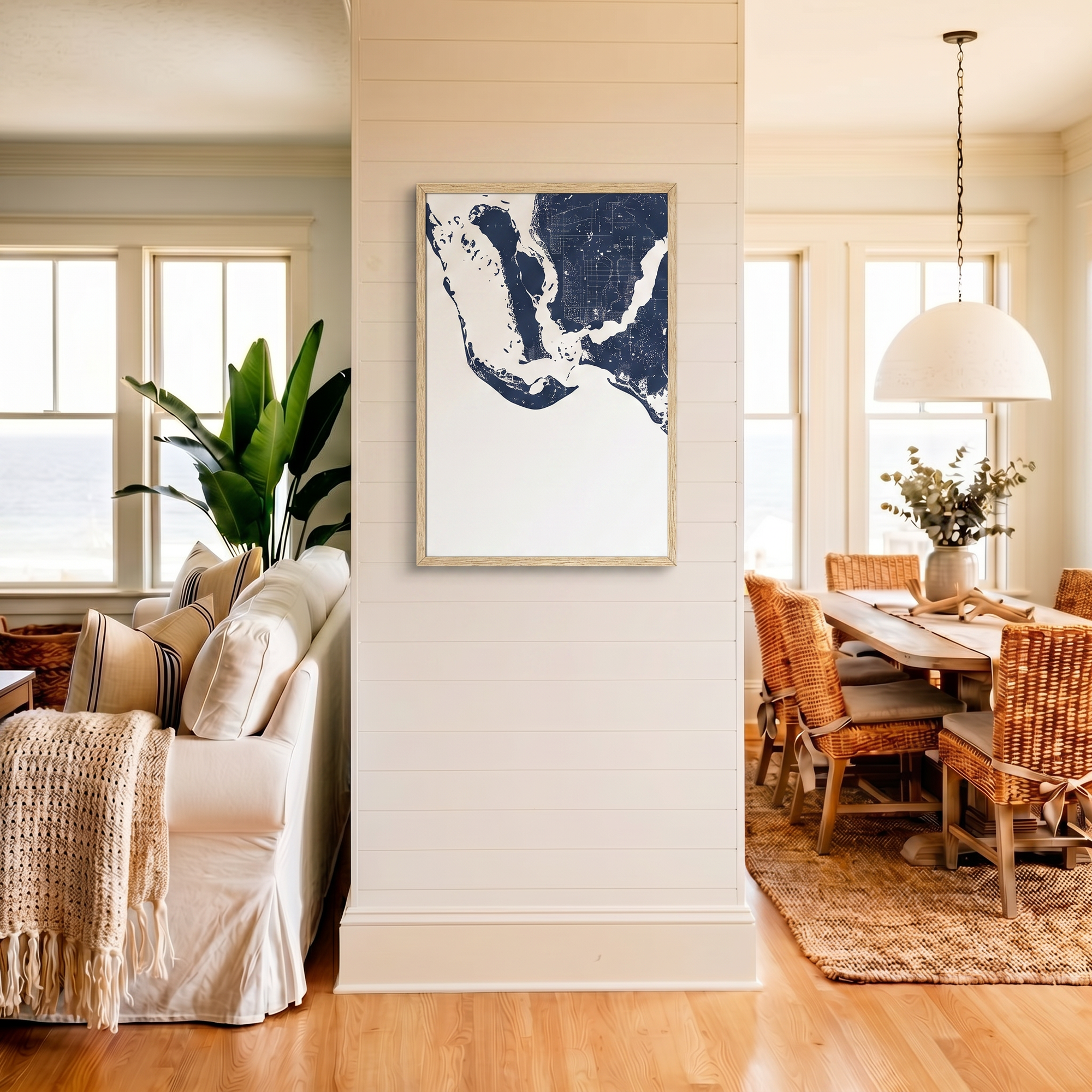 Sanibel matte map art in coastal setting