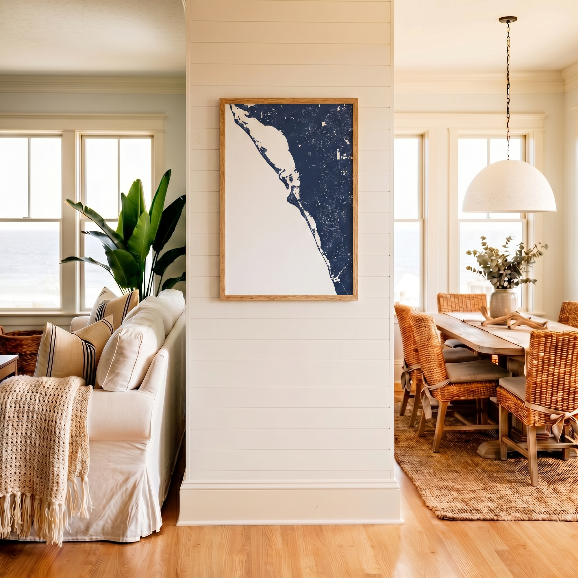 Siesta Key matte map art in coastal setting