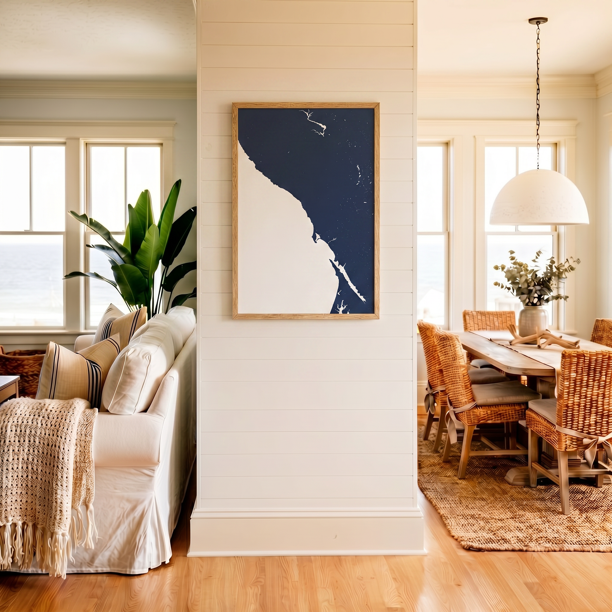 Sonoma Coast matte map art in coastal setting