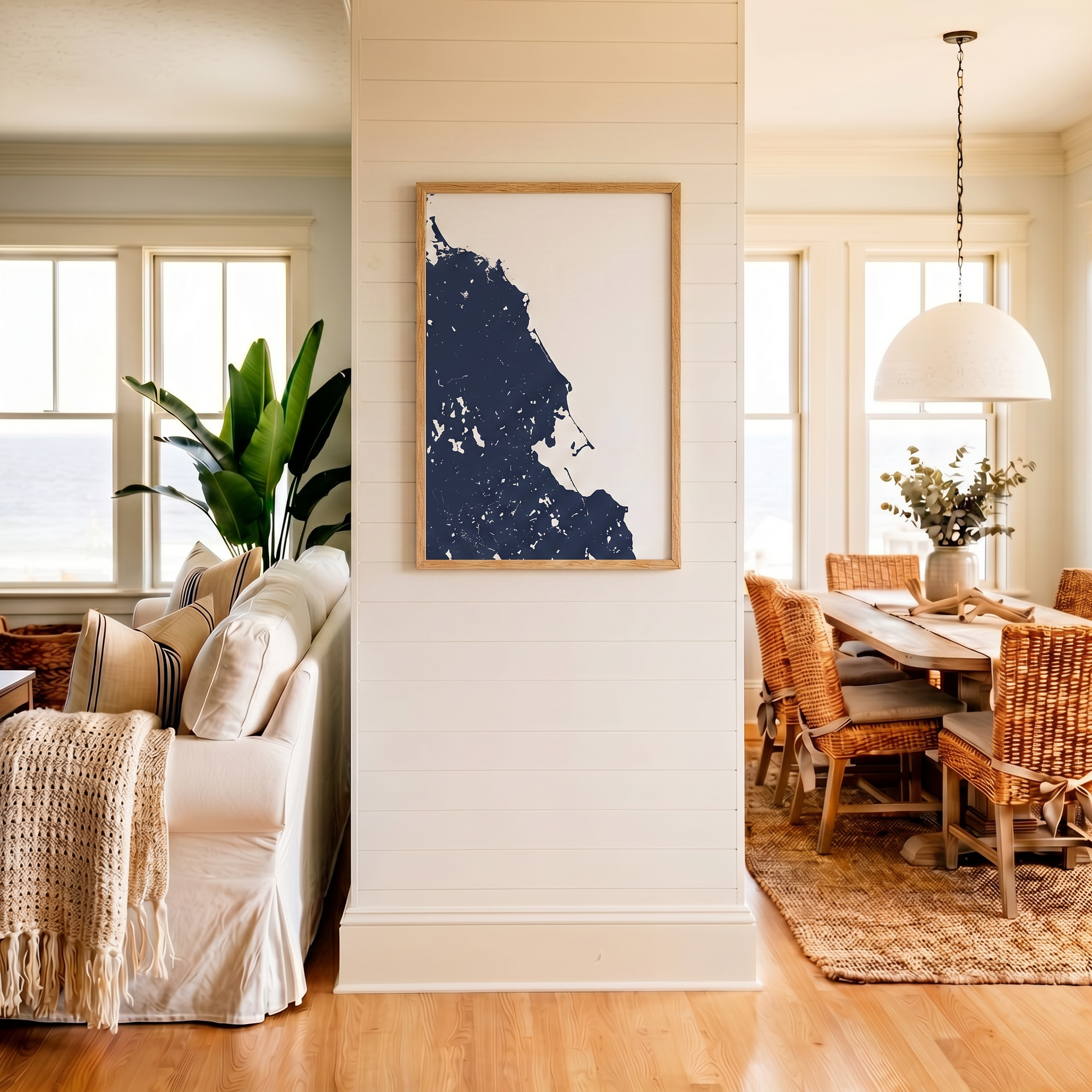 South Shore Massachusetts matte map art in coastal setting