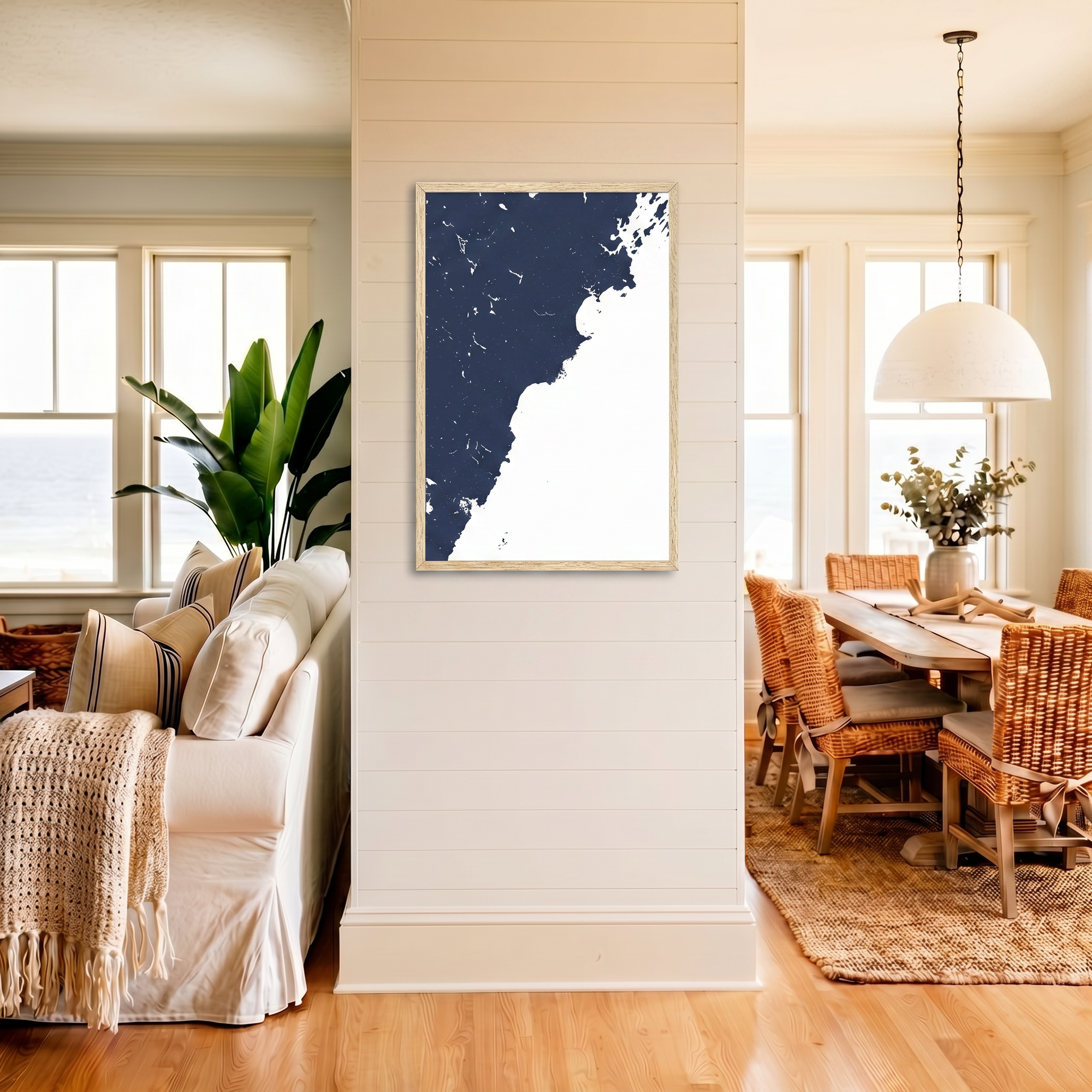 Southern Maine Coast matte map art in coastal setting