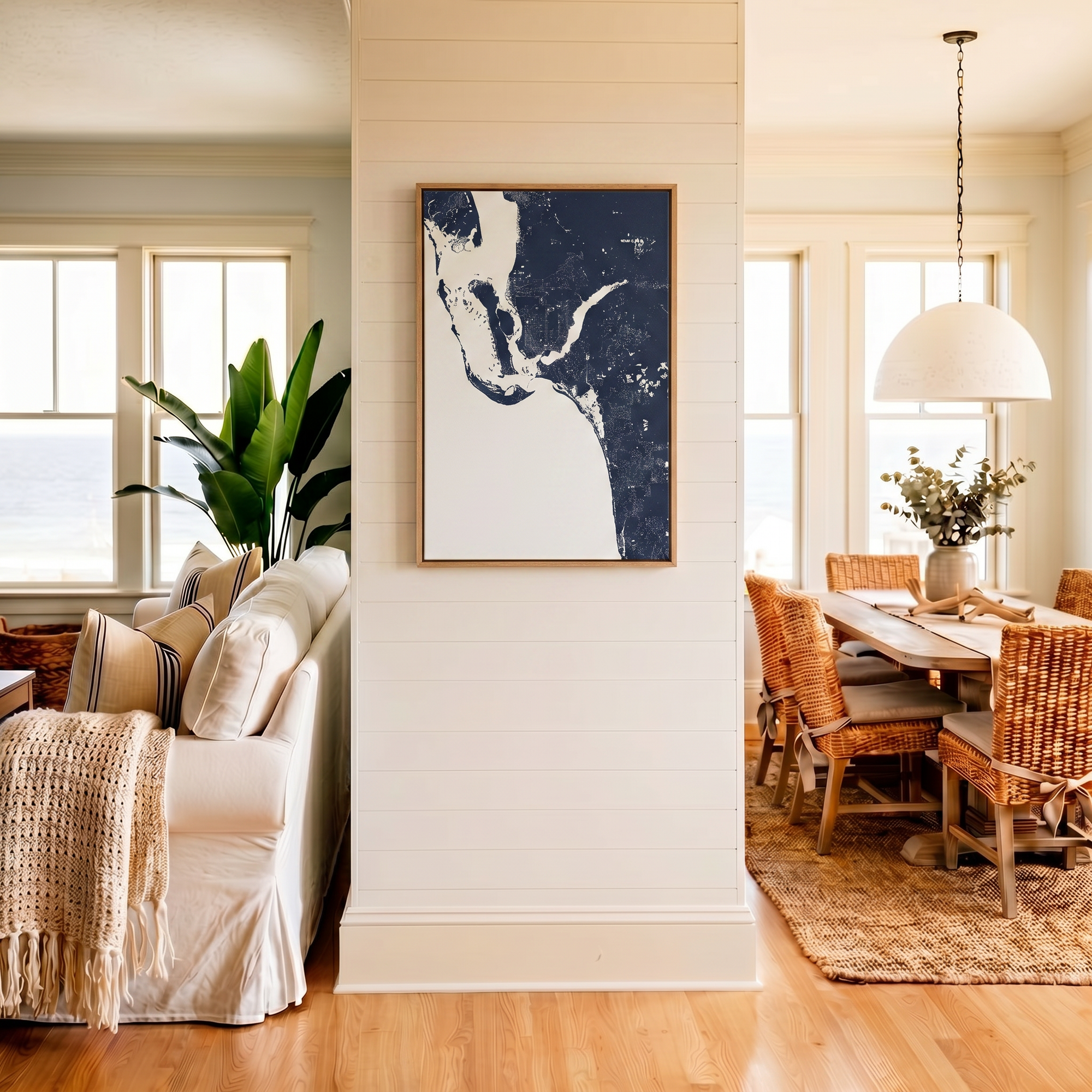 Southwest Florida canvas map art in coastal setting
