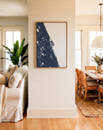 Space Coast canvas map art in coastal setting