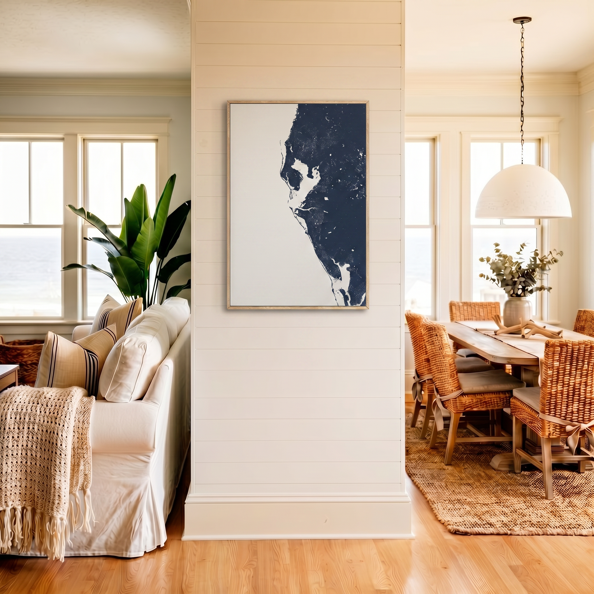 Tampa Bay / Sarasota canvas map art in coastal setting
