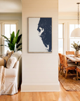 Tampa Bay / Sarasota canvas map art in coastal setting