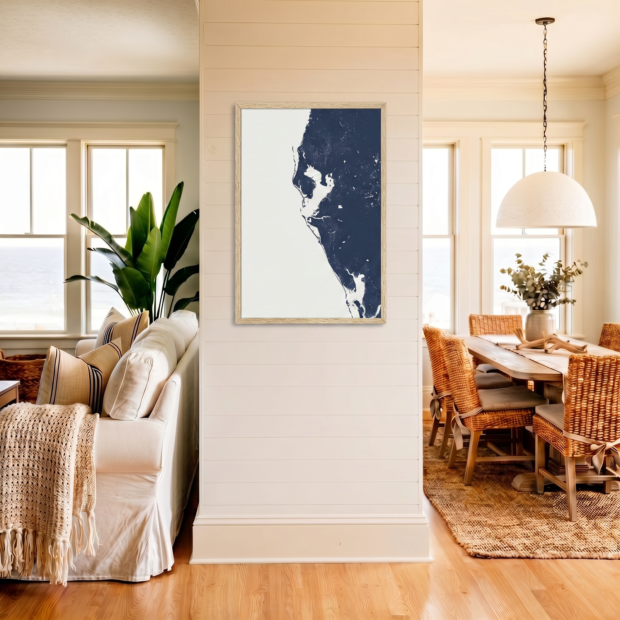Tampa Bay / Sarasota matte map art in coastal setting