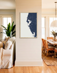 Tampa Bay / Sarasota matte map art in coastal setting